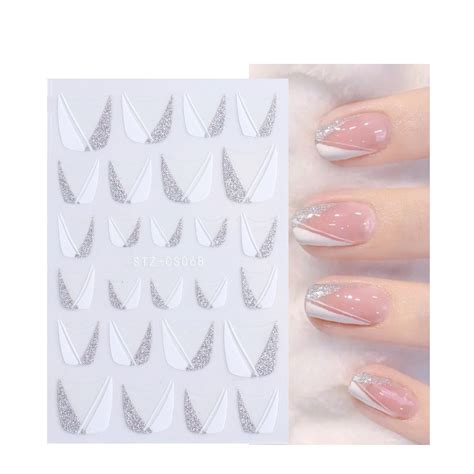 Tlg Nail Art Nagelsticker French Tip Weiss Silber