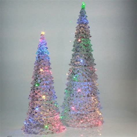 Starry Lights Trees Led Light Up Acrylic Christmas Table Top Decoration Set Of 2