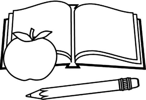 Libro Lápiz y Manzana para colorear imprimir e dibujar ColoringOnly