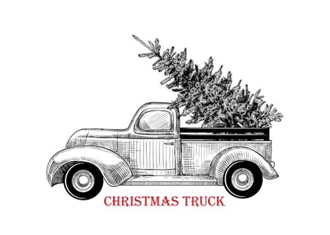 Weihnachts LKW Vektor Vintage Illustration Von Weihnachts LKW Mit