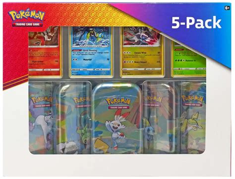 Pokemon Galar Pals Exclusive 5 Pack 5 Mini Tin Sets 4 Promo Cards