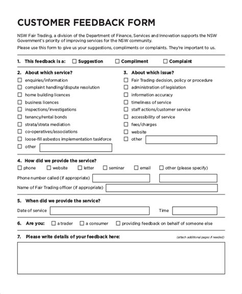 Free 28 Sample Feedback Forms In Ms Word Pdf Excel