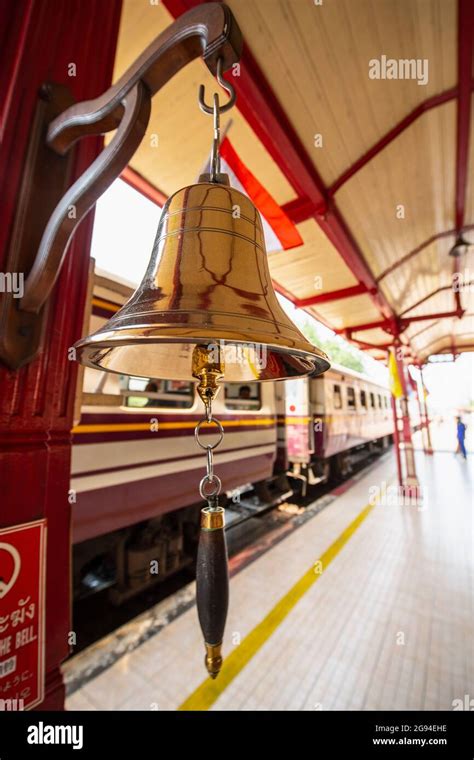 Brass Announcement Bell At The Train Station In Hua Hin Stock Photo Alamy