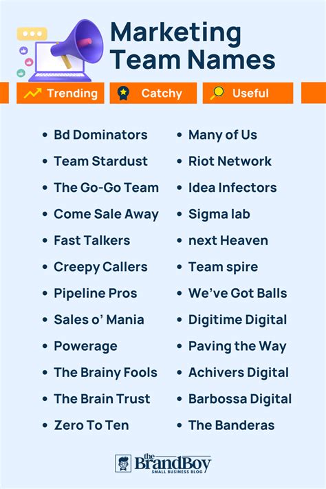 500 Cool Marketing Team Names Ideas Generator BrandBoy