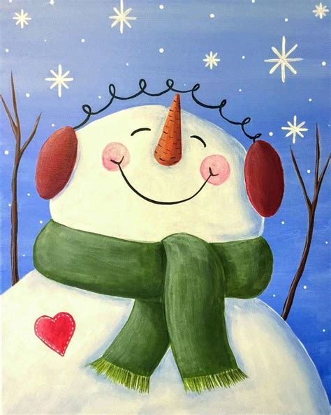 Pin By Kasi Walker On Snowmen Christmas Paintings Christmas Canvas Snowman Painting