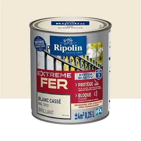 Peinture Fer Ripolin Extreme Fer Bi Activ Blanc Cassé Mat Pas Cher