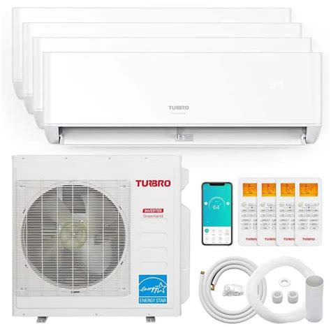 Turbro 36000 Btu 4 Zones Mini Split Acheating System Ductless