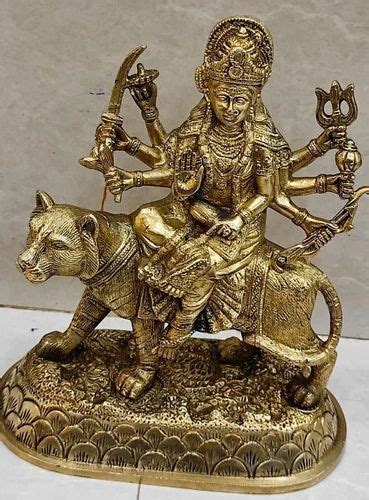 Golden Traditional Shera Wali Mata For Worship Size 95 Inches