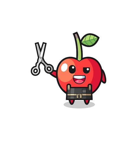 Premium Vector Cherry Character As Barbershop Mascot