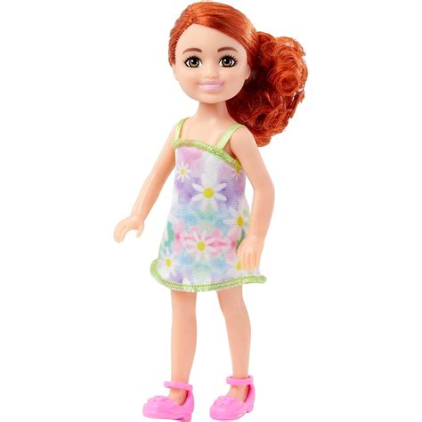 Mattel Barbie Chelsea Doll Small Doll Wearing Removable Floral Dress And Shoes With Red Hair