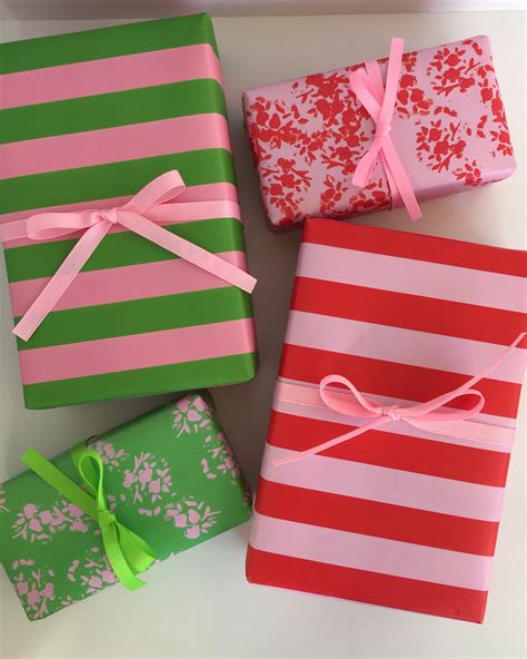 Wrapping Paper Red And Pink Cafe Stripe T Wrap Birthday Etsy