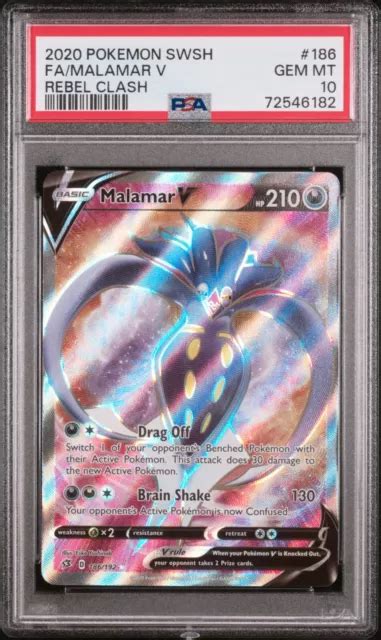 PSA 10 POKÉMON JCG Malamar V Rebel Clash 186 192 Holo Full Art Ultra