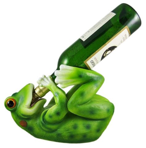 Funny Drinking Frog Wine Bottle Holder Kitchen Decor One Size Frog