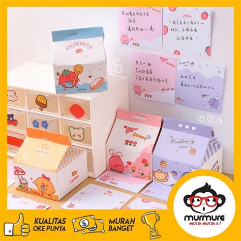 Jual MURMURE I STICKY NOTE MEMO PAD NOTE PAD BENTUK KOTAK SUSU LUCU ISI