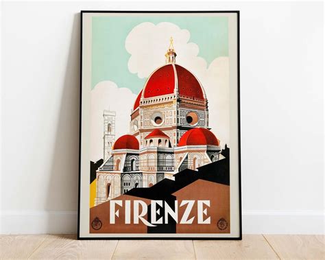 Florence Vintage Italian Travel Poster Hi Res Art Print Etsy