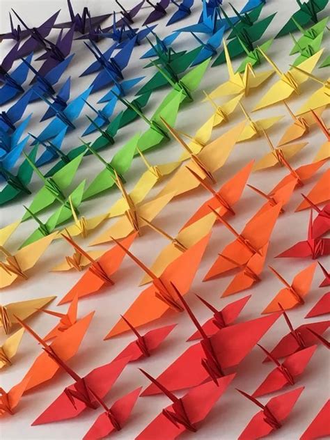 Mixed Size Rainbow Japanese Origami Crane Paper Crane Origami Paper