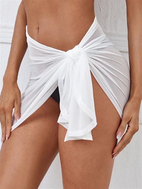 Shein Falda Cover Up Con Nudo Cruzado Transparente Sin Bikini Mode De Mujer Shein Espa A