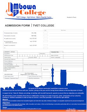 Mbowa College Matric Rewrite Fill Online Printable Fillable Blank