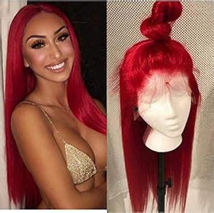 Amazon KRN Red Color Brazillian Virgin Human Hair Silky Straight