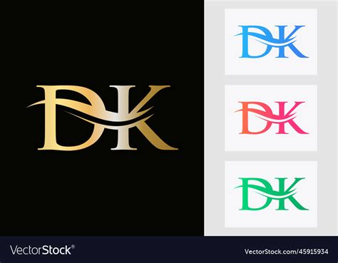 Initial Monogram Letter Dk Logo Design Royalty Free Vector