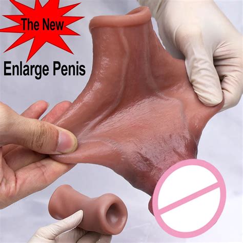 Male Extende Enlargement Penis Sleeve Reuseable Silicone Sex Toys Wolf Teeth Set Adult Male