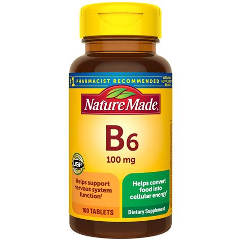 Nature Made Vitamin B6 100 mg Tablets, B6 Vitamins for Energy