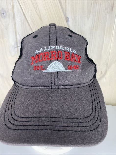 Morro Bay California Hat Cap Mesh Trucker Strapback Gray Black