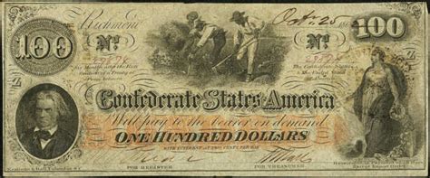 October 25th, 1862 Richmond $100 Confederate Bill Value