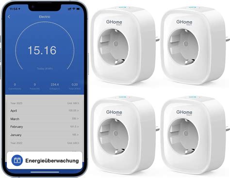 GHome Smart Wlan Steckdose 16A WiFi Steckdose 4erPack Smart Home Plug