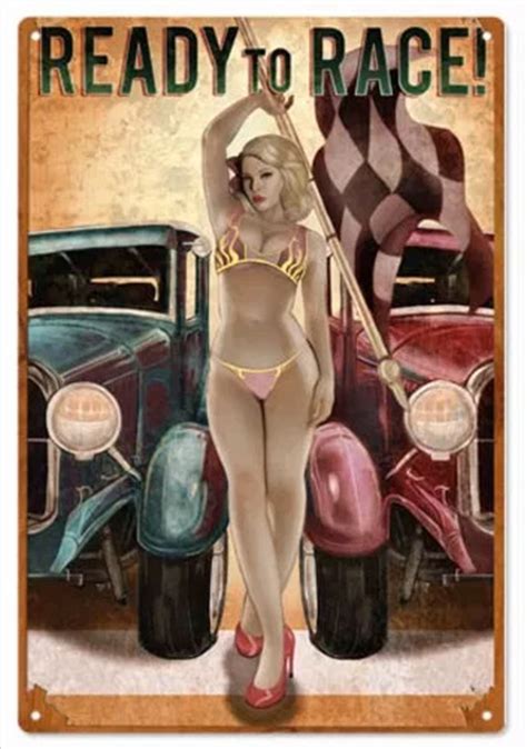 Vintage Pin Up Girl Car