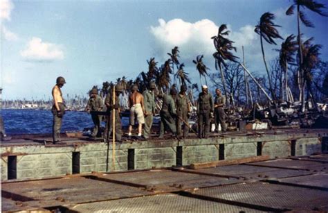 Kwajalein Marshall Islands Usnavy Seabees Working On A Pontoon