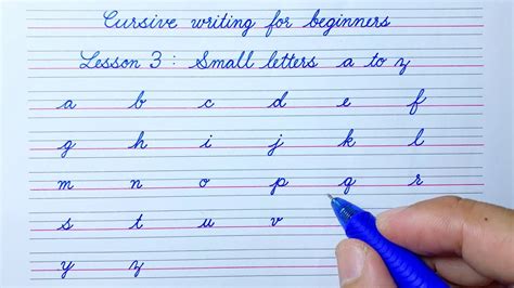 Cursive Writing For Beginners Lesson 3 Small Letters A To Z Cursive