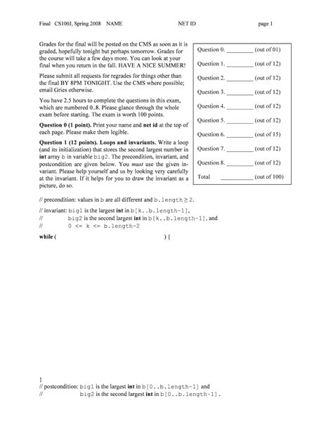 Fillable Online Cs Cornell Final Spring 2008 Cs Cornell Fax Email