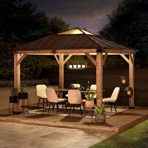 Sunjoy Outdoor Patio Ft X Ft Cedar Framed Gazebo With Brown