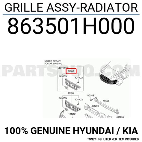 GRILLE ASSY-RADIATOR 863501H000 | Hyundai / KIA Parts | PartSouq