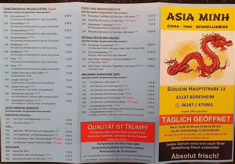 Speisekarte von Asia Minh restaurant Schöneck