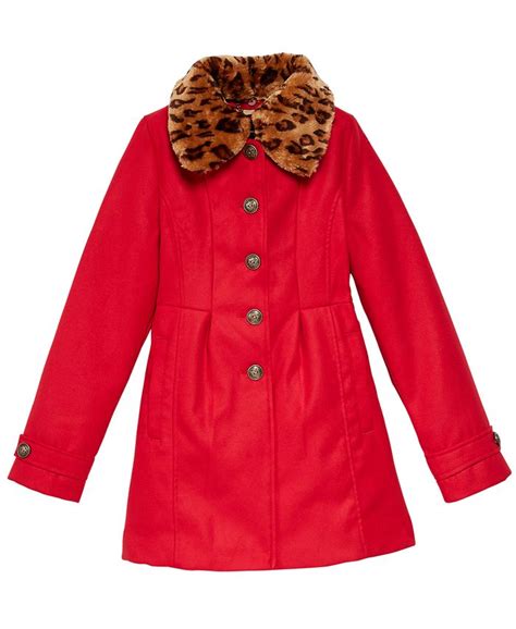 Jessica Simpson Big Girls Coat With Removable Faux Fur Collar Macys