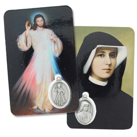 Religious Image Of The Merciful Christ And Saint Faustina With Medal