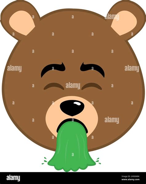 Vector Illustration Face Brown Bear Grizzly Cartoon Intoxicated And