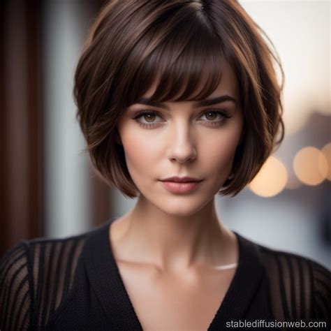 Short Brown Haircut With Choppy Layers And Side Fringe Stable
