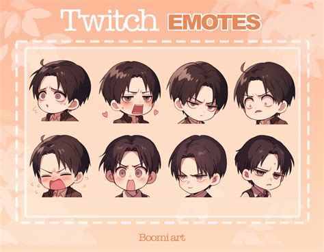 LEVI ACKERMAN Cute Emotes Twitch Pack 8 Attack of Titans Emotes Twitch ...