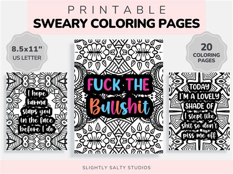 20 Adult Coloring Pages Printable Sarcastic Coloring Pages Etsy