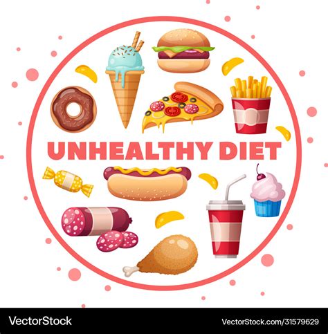 Nutritionist unhealthy diet cartoon Royalty Free Vector