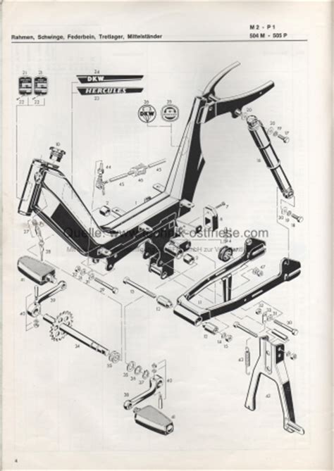 Hercules Dkw P P Fahrgestell Ersatzteileliste Explosionszeichnung