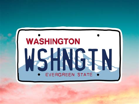 Washington License Plate Vinyl Decal Washington Sticker Etsy