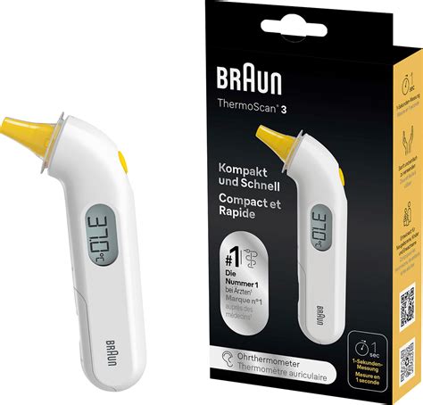 Braun Fieberthermometer Infrarot Ohrthermometer ThermoScan 3 1 St