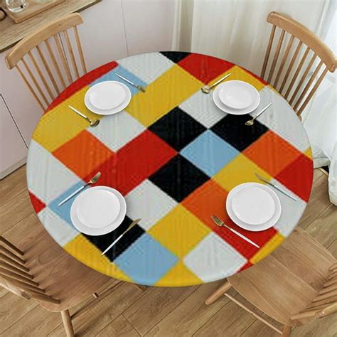 Cbxzyzzc Colorful Diamond Symmetrical Table Cover For Kitchen And