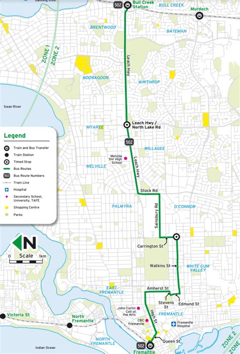 Transperth Bus Route From Fremantle Stn Bull Creek Stn Timetables