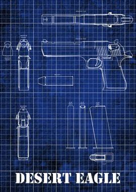 Desert Eagle Blueprint Poster Picture Metal Print Paint By Geoji