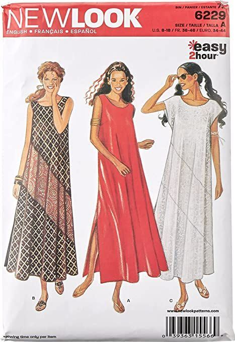 Simplicity U06229a New Look Easy To Sew Misses Sleeveless Dress Sewing Patterns Kit Code 6229